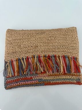 Woven Fringe Straw Clutch from Costa Rica